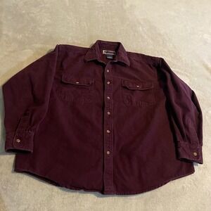 Vintage 90s Williams Bay Mens XL Maroon Long Sleeve Button Up Flannel Shirt